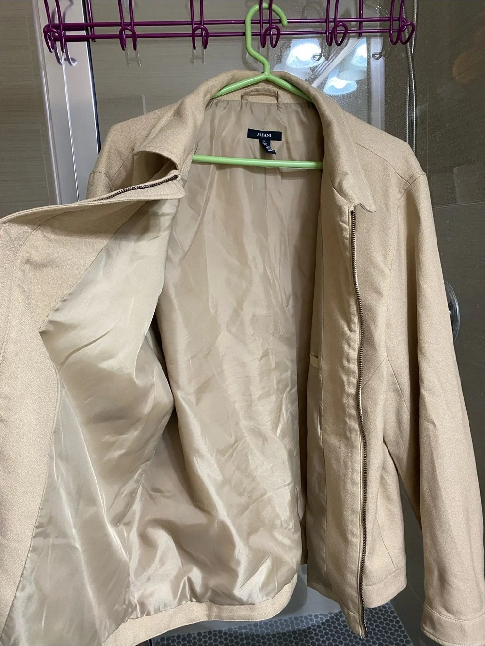Alfani Light Beige Zip-Front Jacket